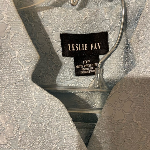 Leslie Fay Sky Blue Floral Blazer and Skirt Set - Picture 2 of 8